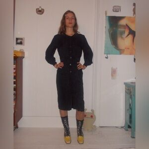 Reformation 80s Black Button-Up Dress